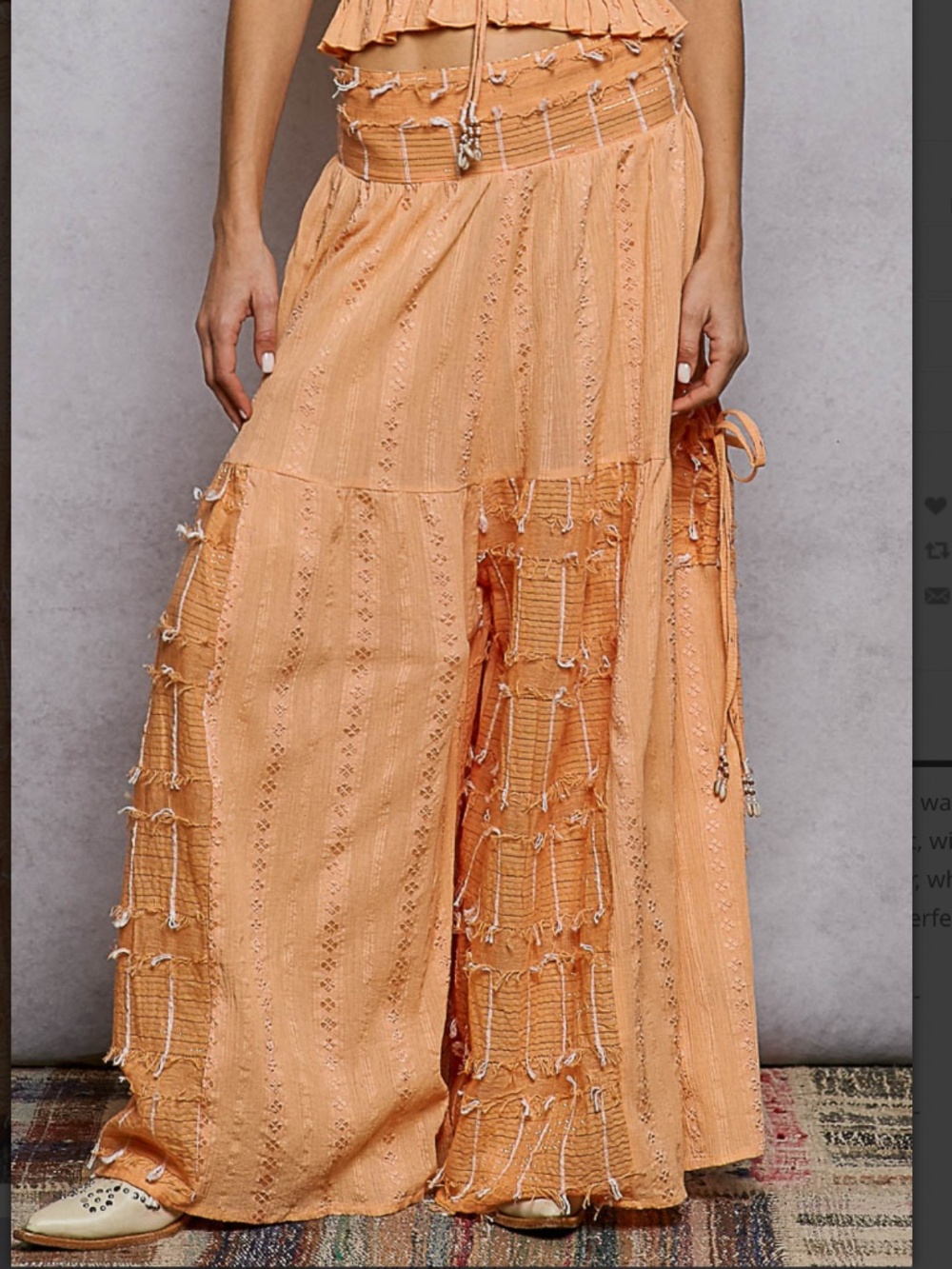 POL “ AVA 6 “ POL TEXTURED WOVEN WIDE LEG PANTS WITH RUFFLE DETAIL 68